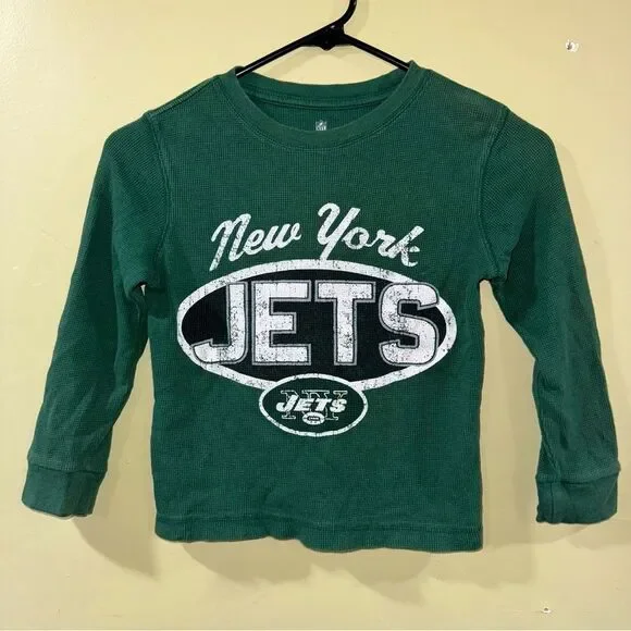 NFL New York Jets size 5 Kids Green Long Sleeve thermal Shirt - Picture 1 of 3